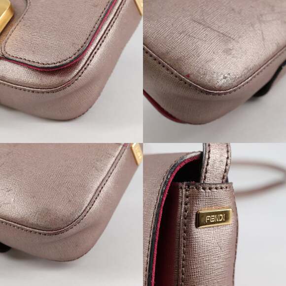FENDI Chameleon Shoulder Bag Leather Pink Gold - Picture 11 of 14